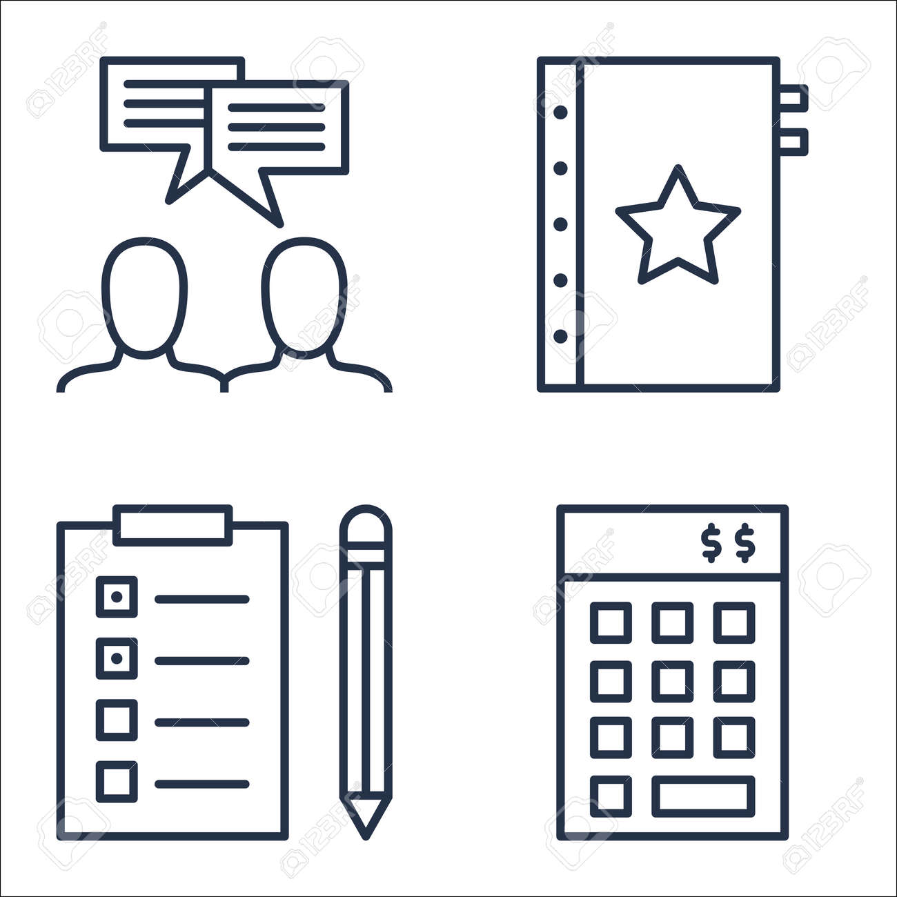 set of project management icons on quality management task list project management task list