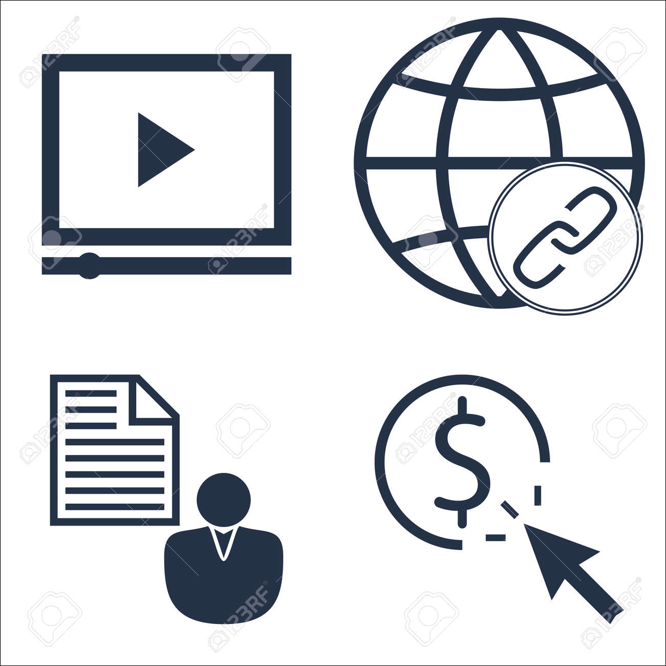 Seo マーケティングや広告ペイパー クリック 動画広告 クライアントの概要のアイコンのセットです のイラスト素材 ベクタ Image 65228852