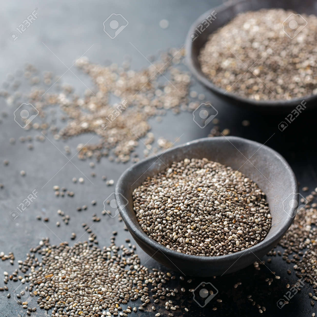 Healthy Eating Dieting And Nutrition Concept Organic Chia Seeds - 