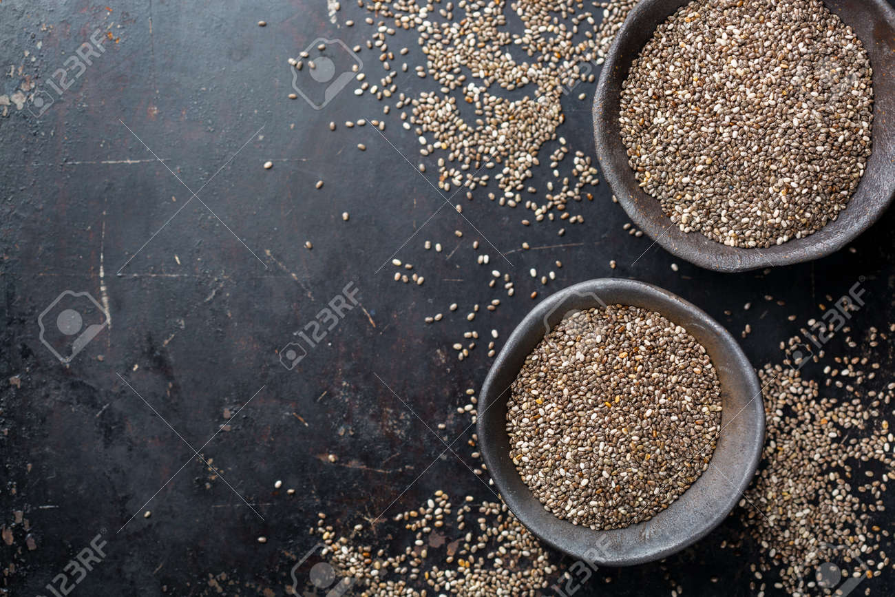 Healthy Eating Dieting And Nutrition Concept Organic Chia Seeds - 
