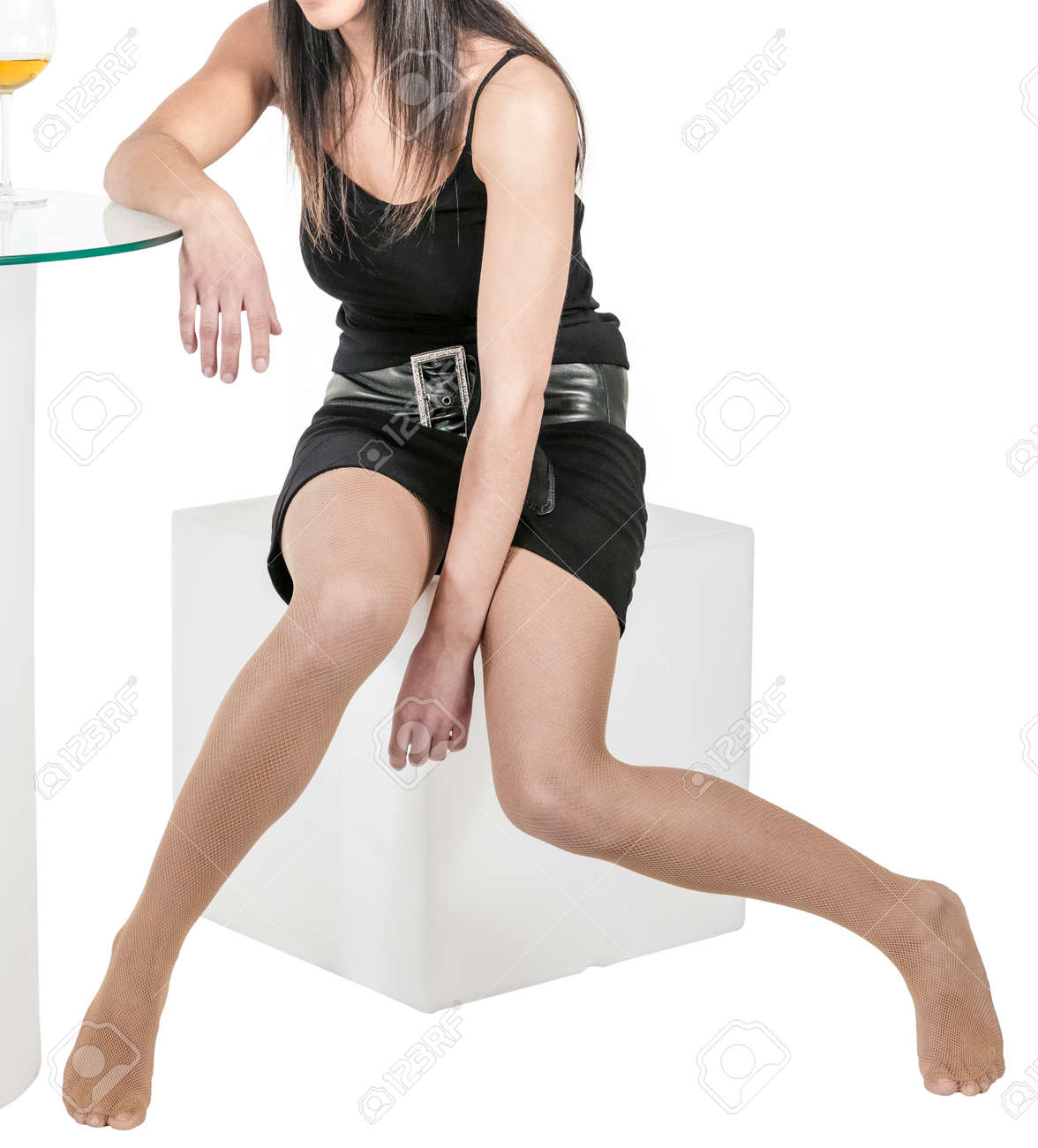 Barefoot in pantyhose