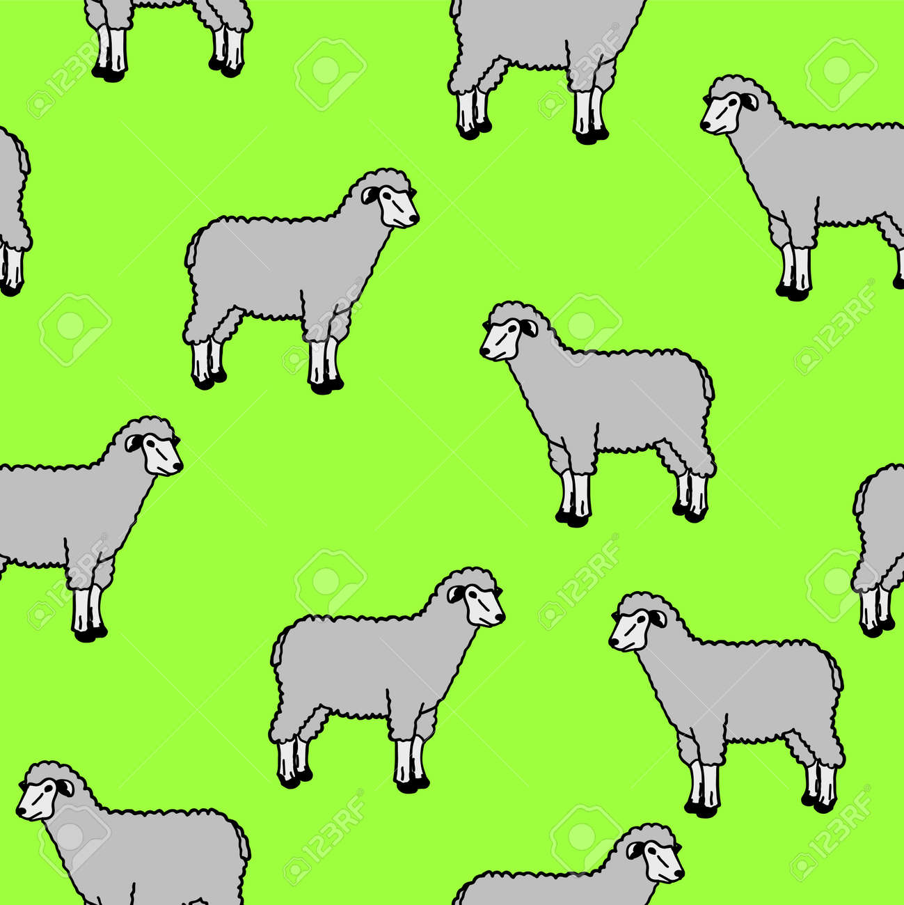 羊と羊とシームレスな壁紙のイラスト素材 ベクタ Image