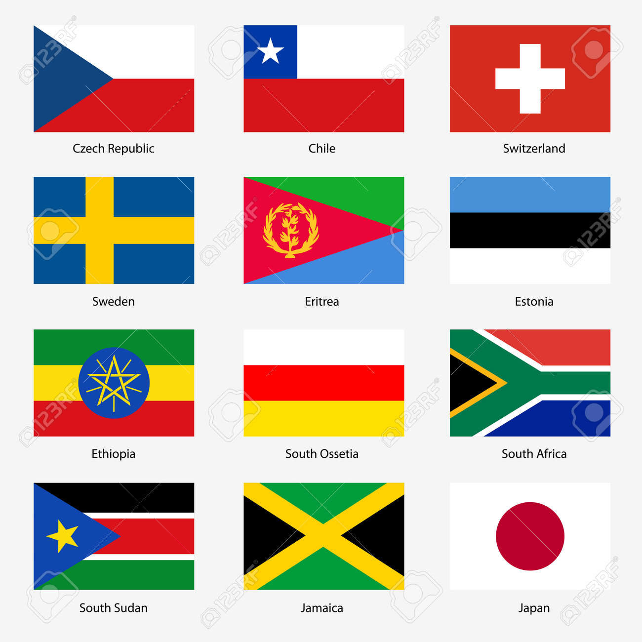 世界の主権国のフラグを設定します ベクトル イラスト 番号 17 を設定します 正確な色 簡単な変更 のイラスト素材 ベクタ Image