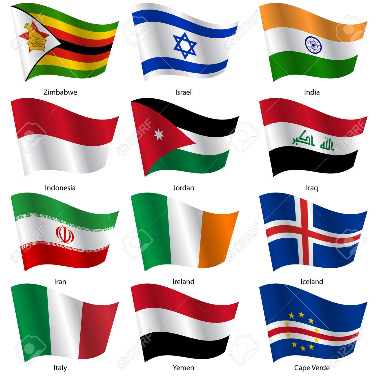 Set Flags of world sovereign states. Vector illustration. Set number 6. Exact colors. Easy changes. - 26963601 Set Flags of world sovereign states. Vector illustration. Set number 6. Exact colors. Easy changes. - 26963601
