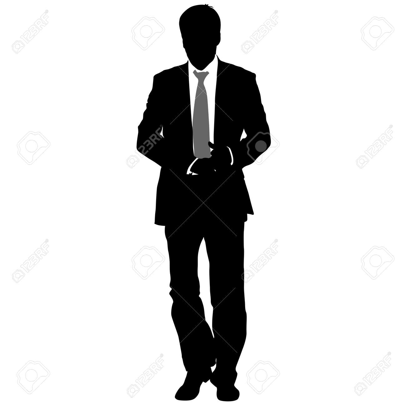 Silhouette Businessman Man In Suit With Tie On A White Background