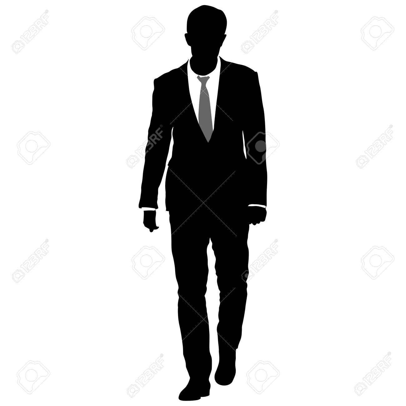 Silhouette Businessman Man In Suit With Tie On A White Background