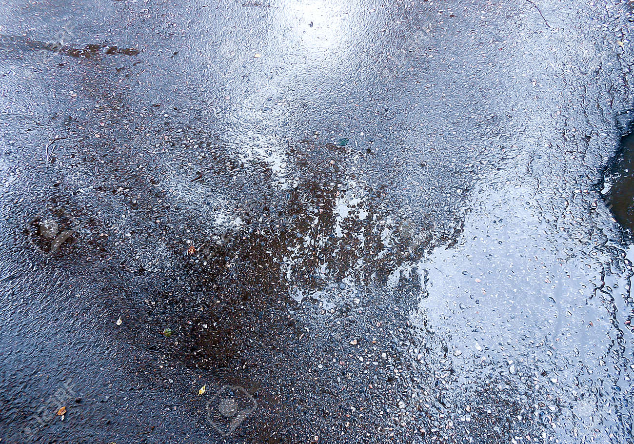 舗装に水溜りに映るイラスト木 の写真素材 画像素材 Image 59889596