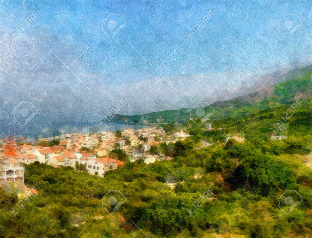 水彩画 「係留船」