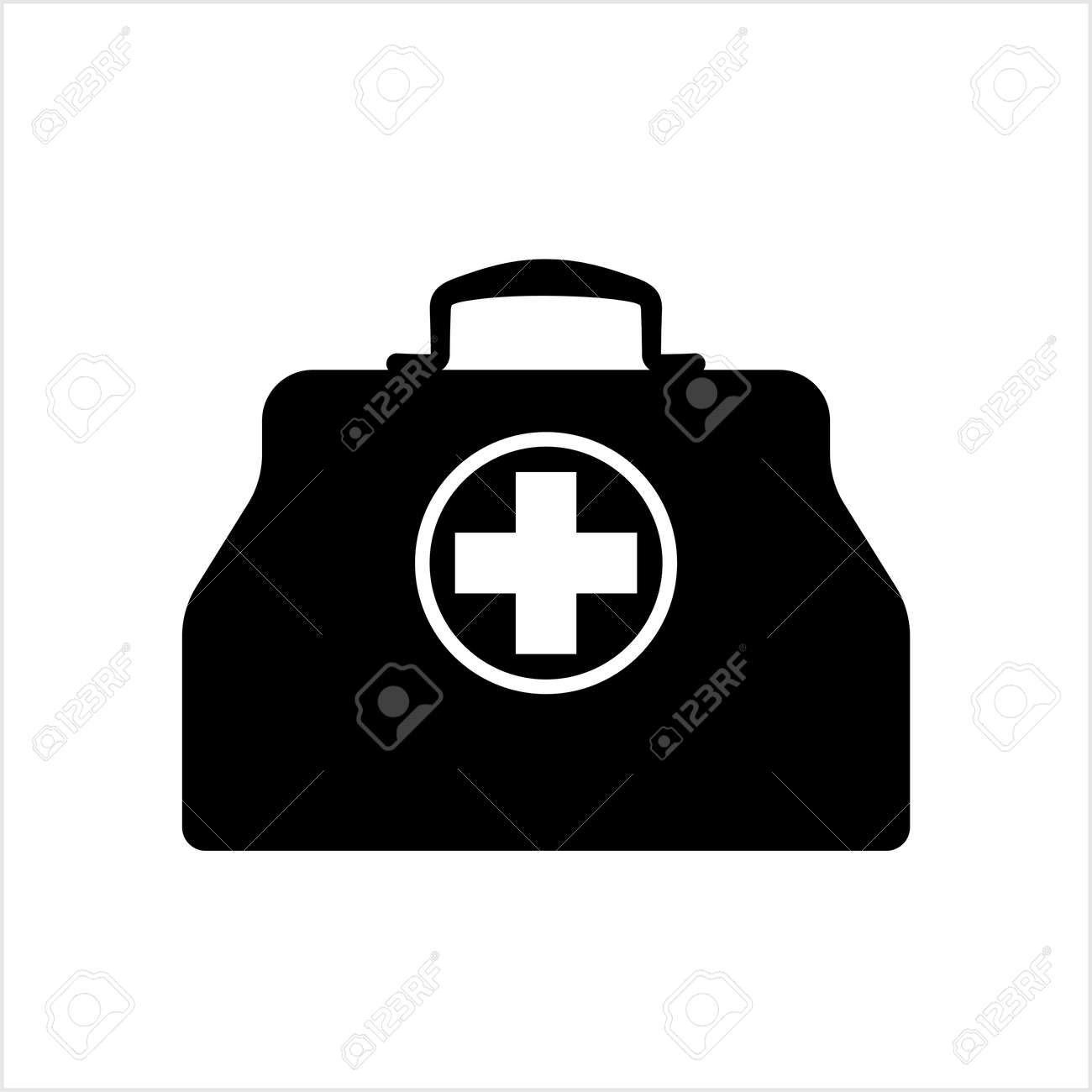Doctor Bag Icon, First Aid Box Icon Vector Art Illustration ...