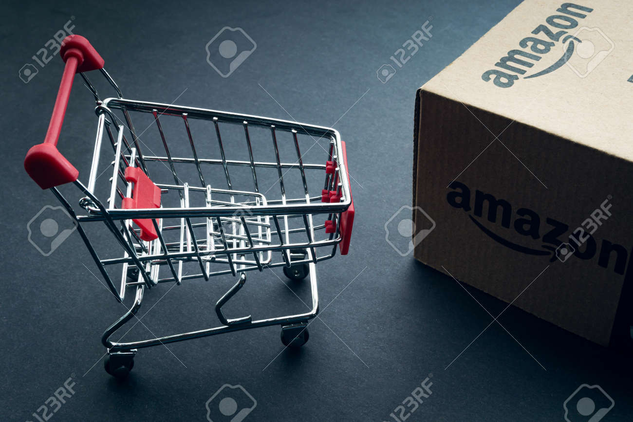 Kuala Lumpur Malaysia April 1 Amazon Prime Box Or Amazon Shipping Box On Black Background Crop Fragment Business Concept Stock Photo Picture And Royalty Free Image Image