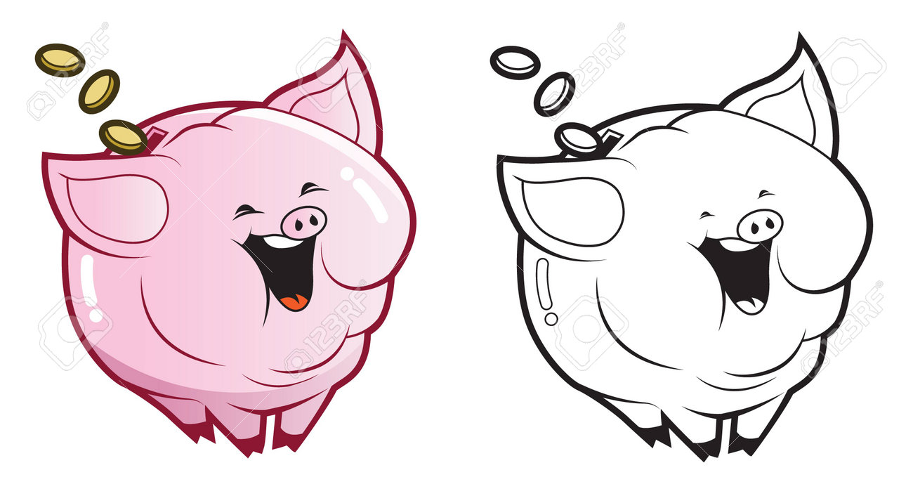 Piggy Bank Coloring Book Pages Royalty Free Cliparts Vectors And