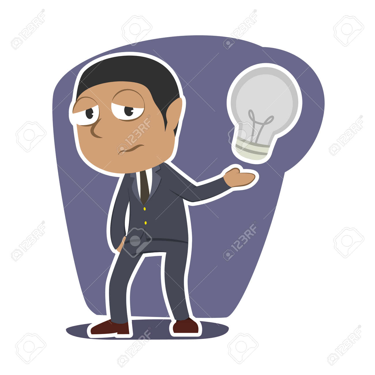 アフリカのビジネスマンは彼を提示し 見当がつかないのイラスト素材 ベクタ Image