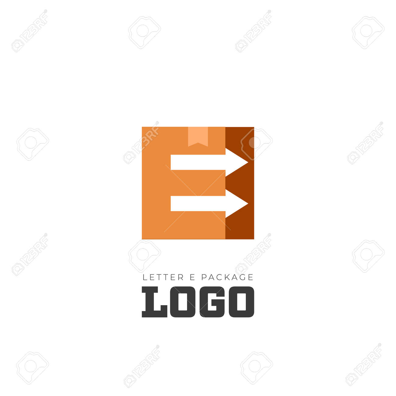 letter e package delivery logo with negative space forward arrow letter delivery
