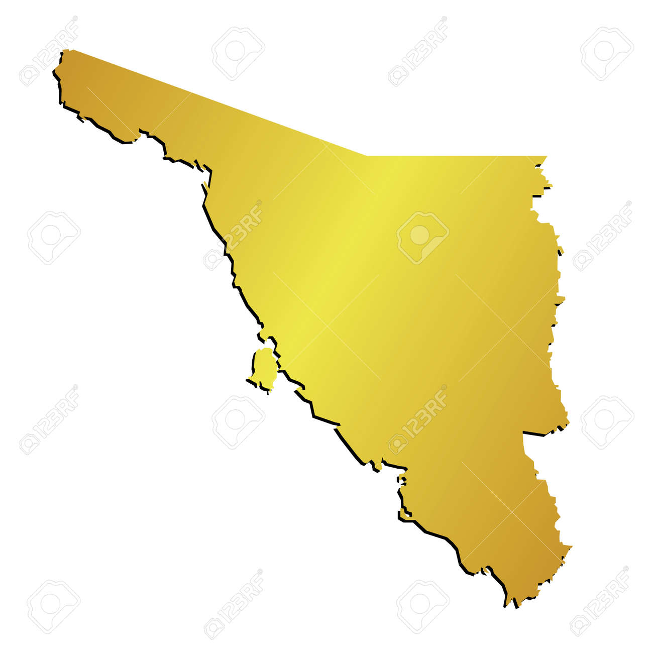 Mapa Del Estado De Sonora México 3D Sonora, México Esquema Estado Mapa Del Oro Ilustraciones Svg,  Vectoriales, Clip Art Vectorizado Libre De Derechos. Image 65636897.