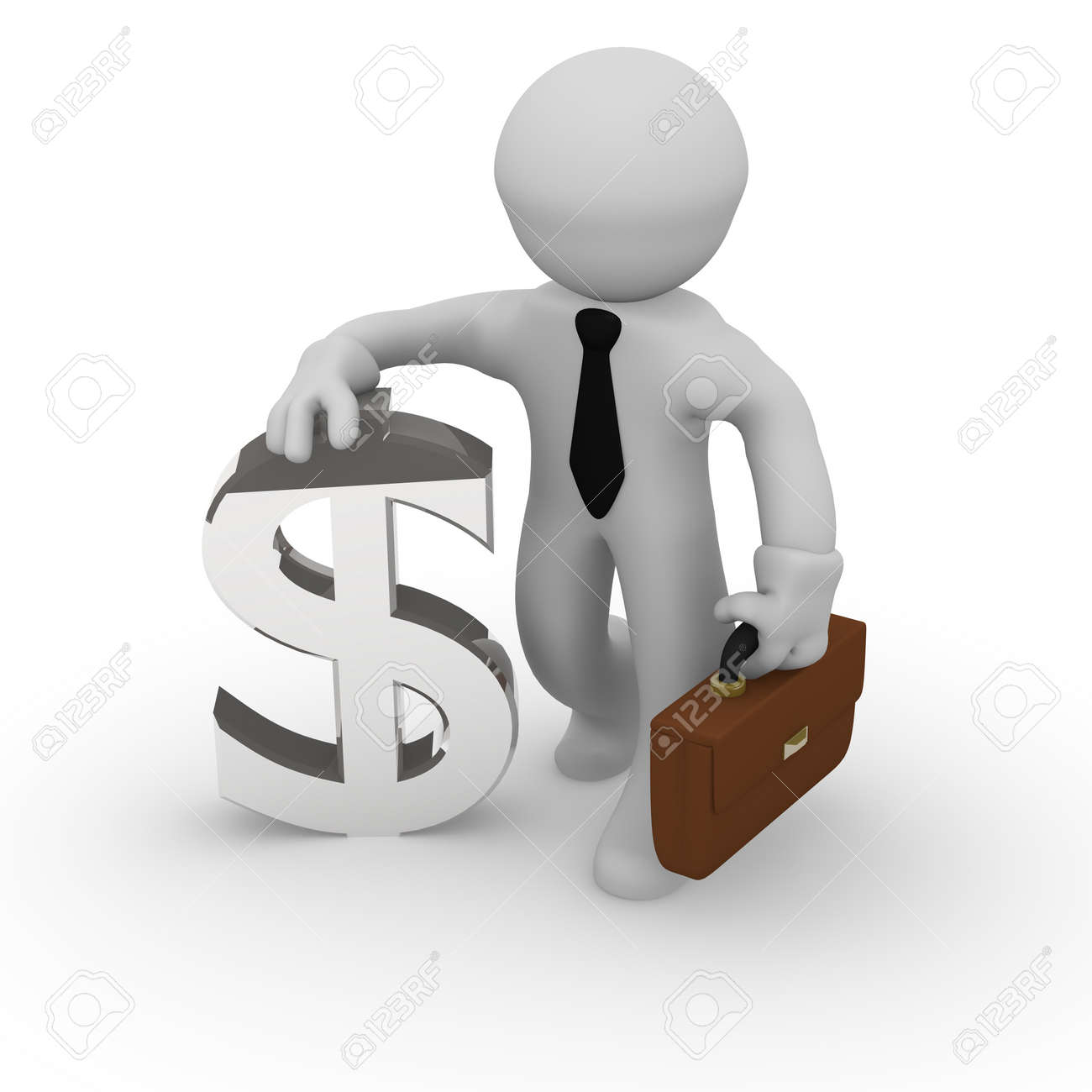 3 D のビジネスの男性ドル アイコンと の写真素材 画像素材 Image