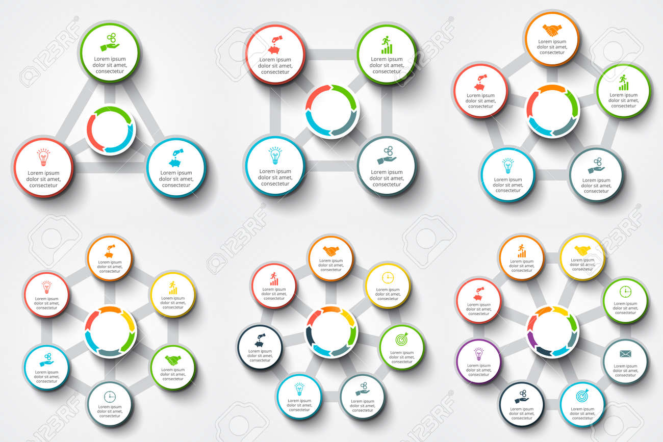 set of geometric shapes for infographic template for cycle diagram geometric shapes chart