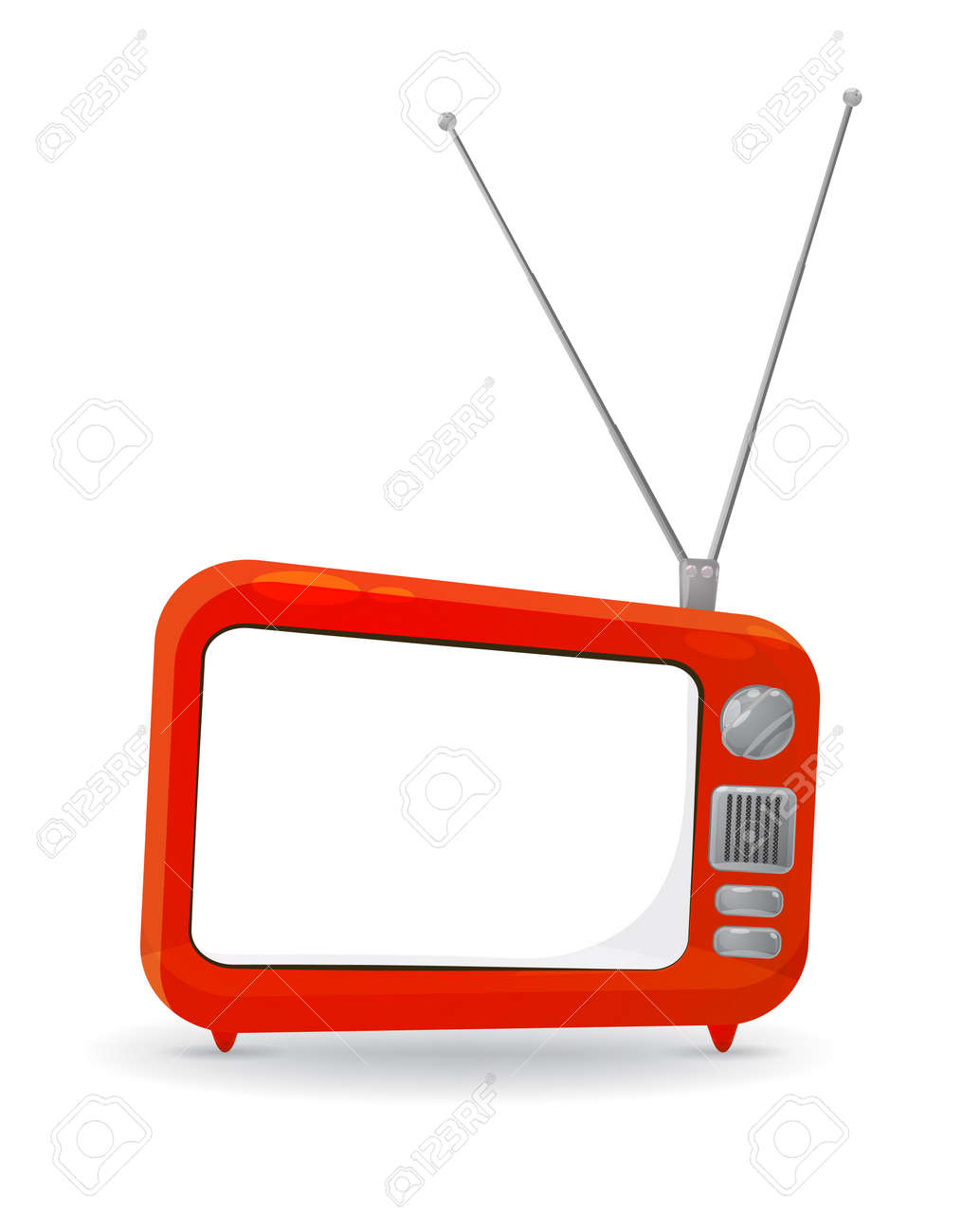 colorful cartoon style tv set with a blank copy space on the