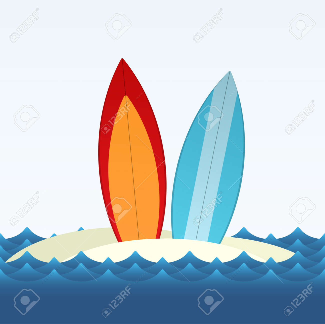 2 つのサーフィンの簡単なベクトル イラスト ボード ビーチの砂の上に立って のイラスト素材 ベクタ Image 2 つのサーフィンの簡単なベクトル イラスト ボード ビーチの砂の上に立って のイラスト素材 ベクタ Image