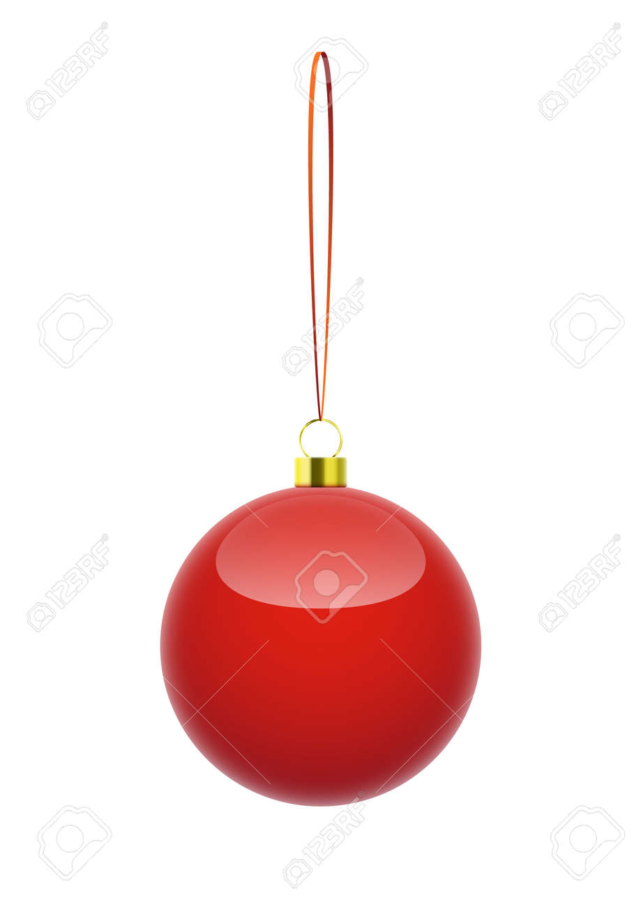 Isolé Boule De Noël Rouge Qui Pend Sur Une Corde