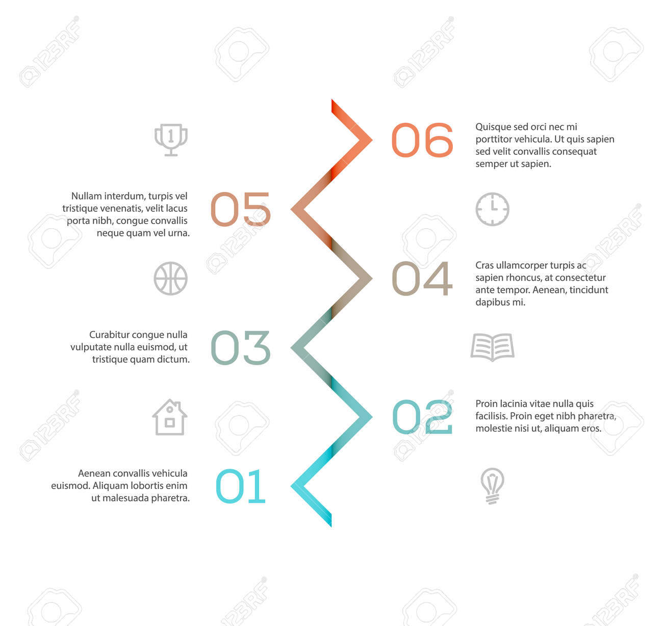 cool infographic template with zigzag line forming arrows pointing