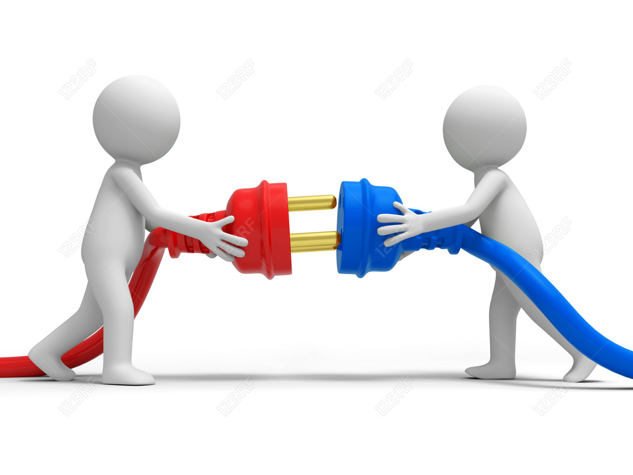 Plug Powder Cord Two People Connecting Plugs Stock Photo, Picture and  Royalty Free Image. Image 15457373.