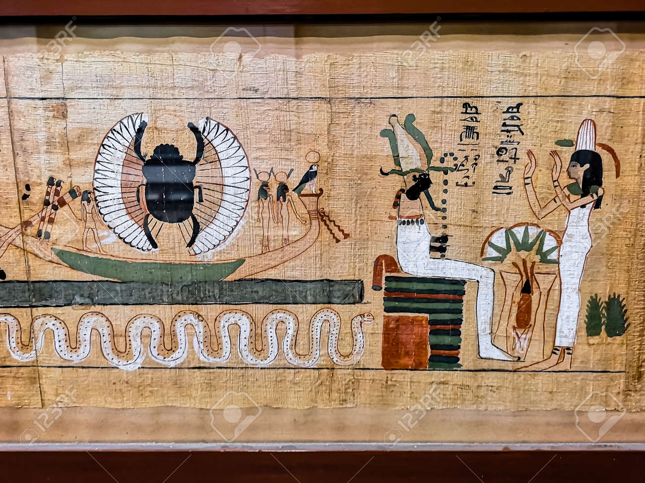 古代エジプト パピルス 天空の女神ヌート 絵画 額縁付き 額装済み