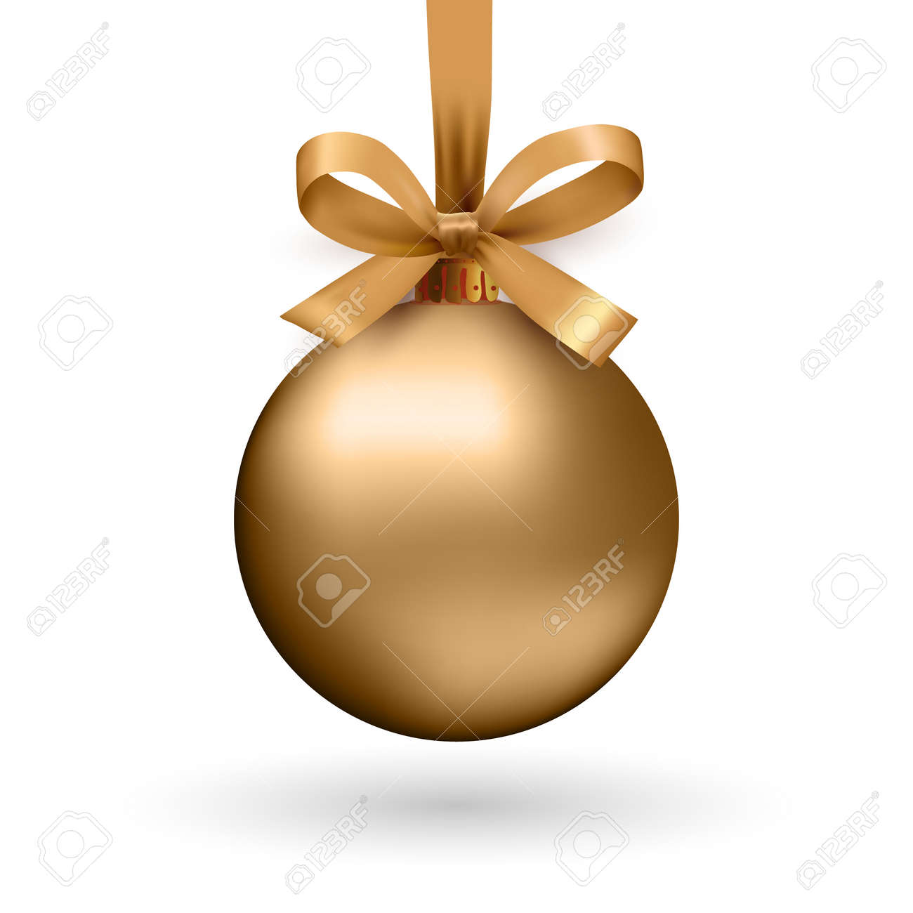 gold christmas ball with ribbon and a bow isolated on white background vector illustration - White And Gold Christmas Ornaments gold christmas ball with ribbon and a bow isolated on white background vector illustration - White And Gold Christmas Ornaments