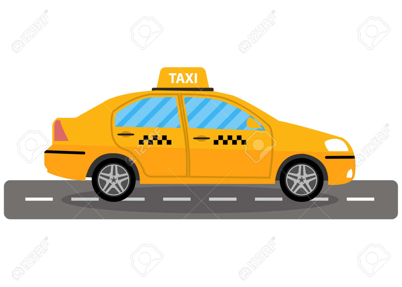 道路 タクシー アイコン コール タクシー コンセプト黄色のタクシー車 単純にベクトル イラスト デザインの分離ホワイト バック グラウンドのイラスト素材 ベクタ Image