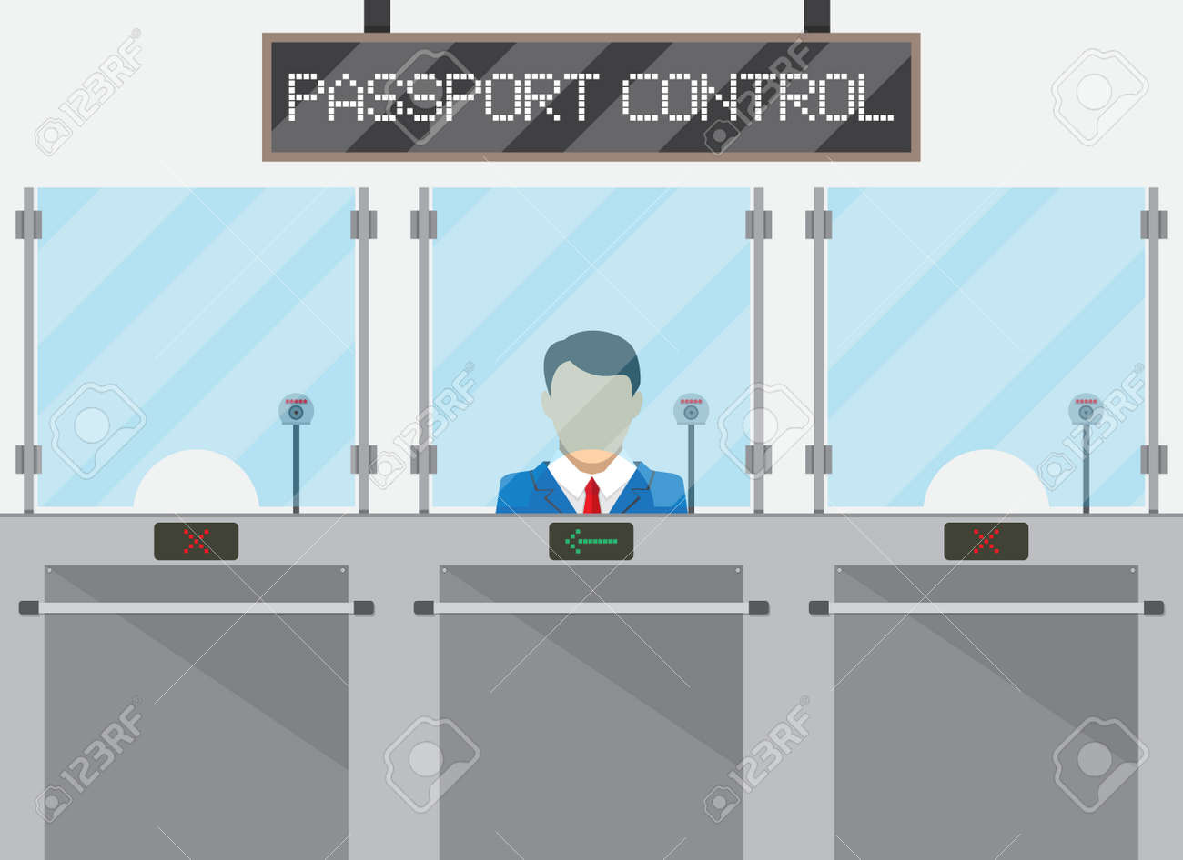 Border Control Concept Immigration Officer Camera Passport Control Sign Vecctor Illustration In Flat Style Royalty Free Cliparts Vectors And Stock Illustration Image