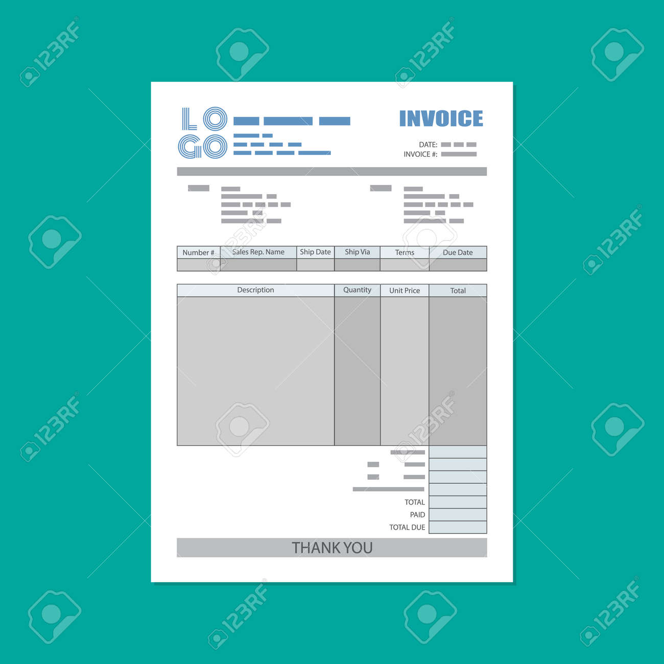unfill paper invoice form tax receipt bill vector illustration