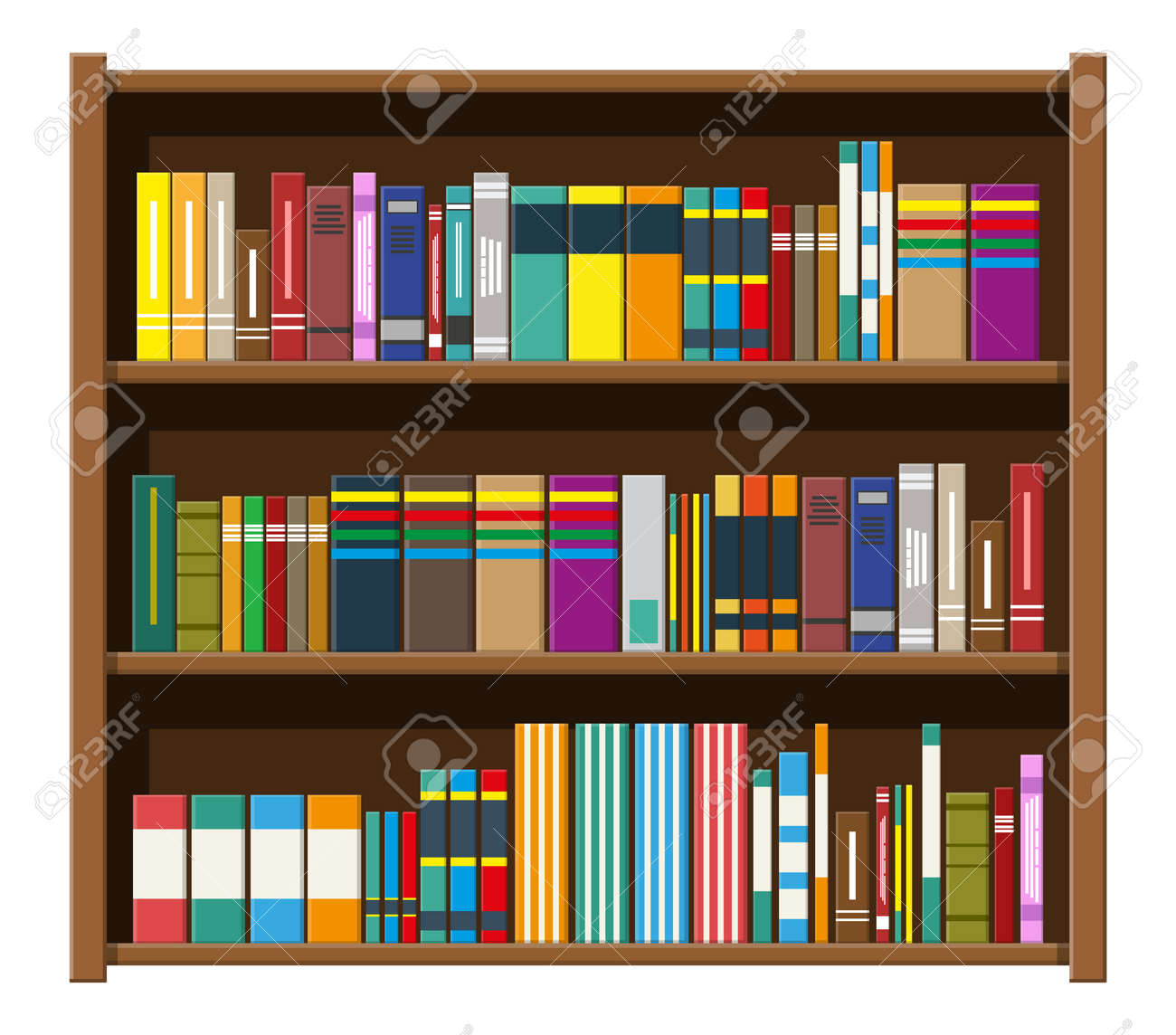 図書館の本の棚 別の本と本棚 のイラスト素材 ベクタ Image