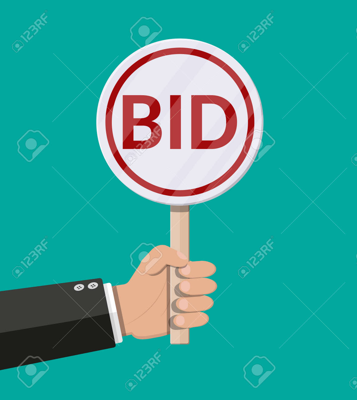 オークションのパドルを持っている手 のイラスト素材 ベクタ Image 90336455