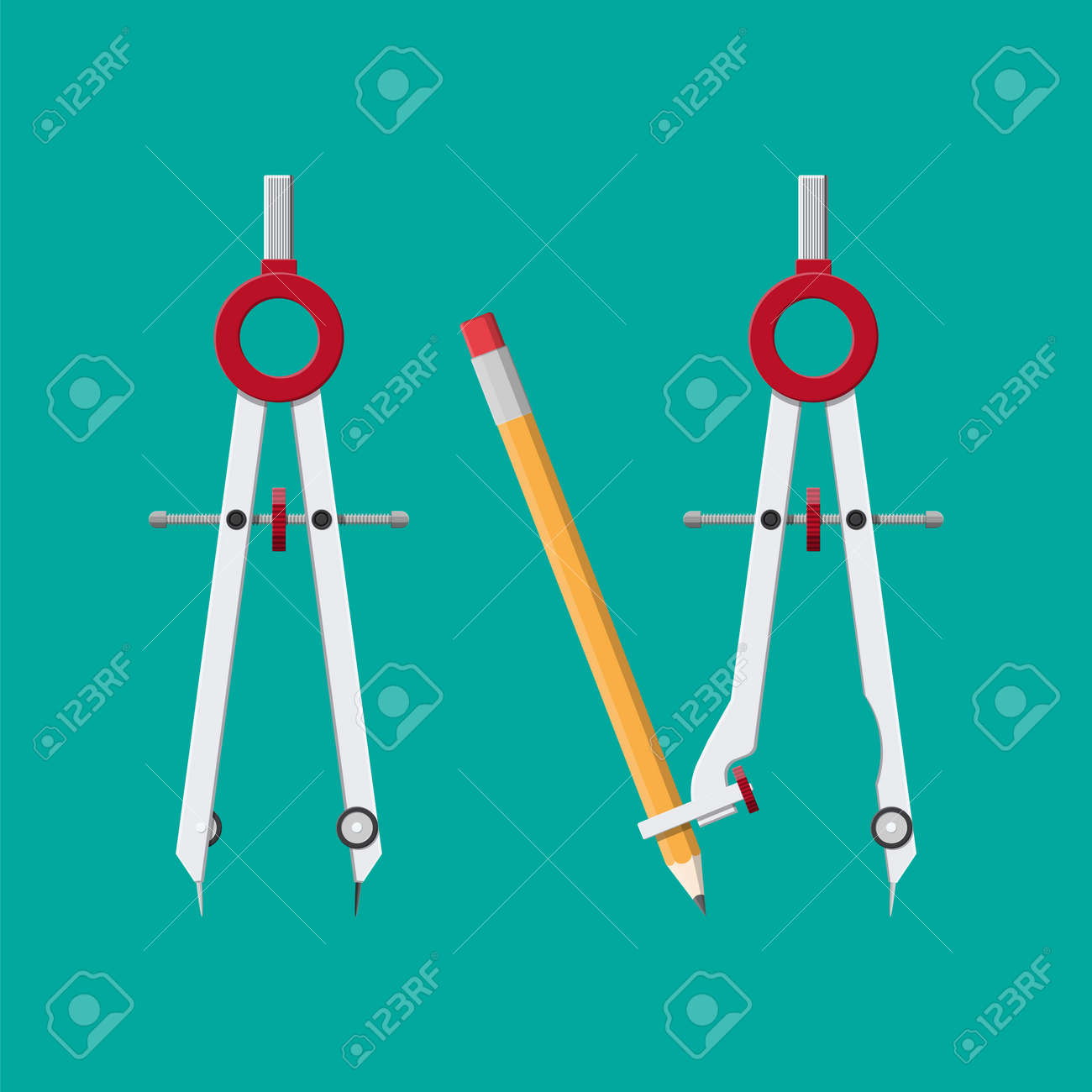 divider caliper with attached pencil for office supply school stationery