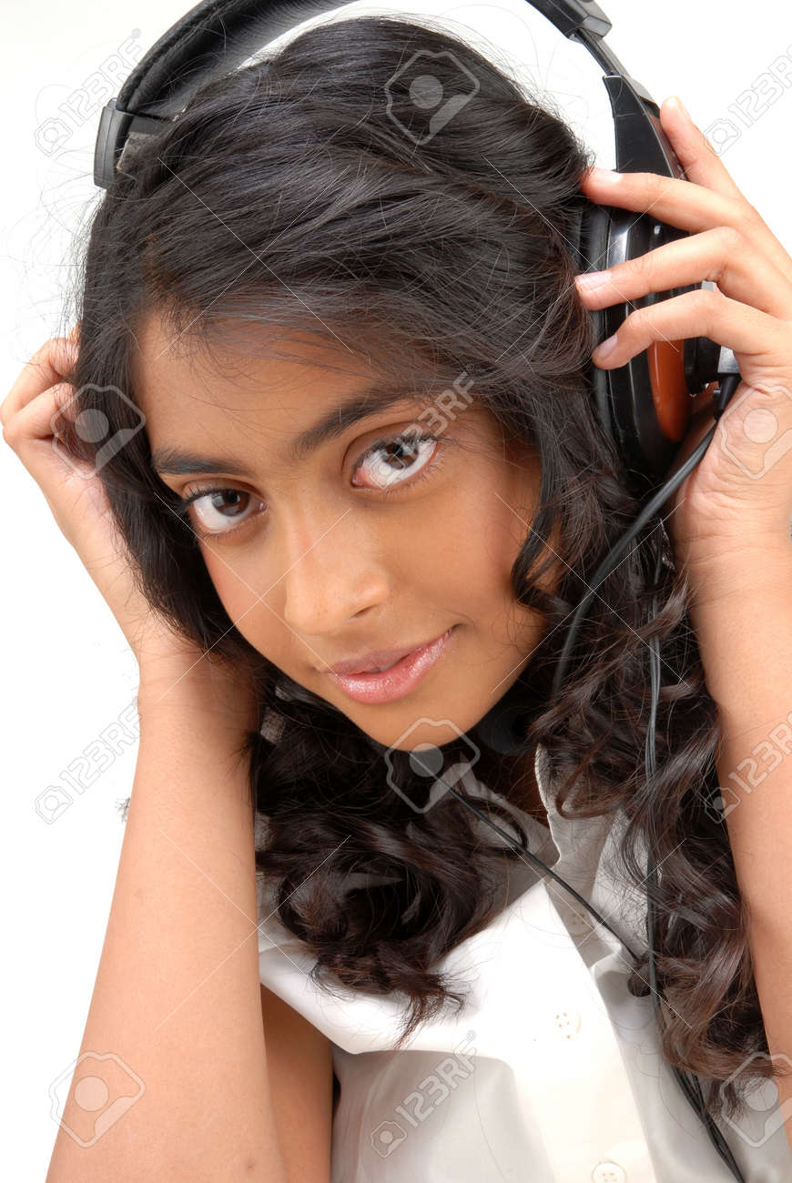 Beautiful Indian Girl With Curly Hair Showing Gesture