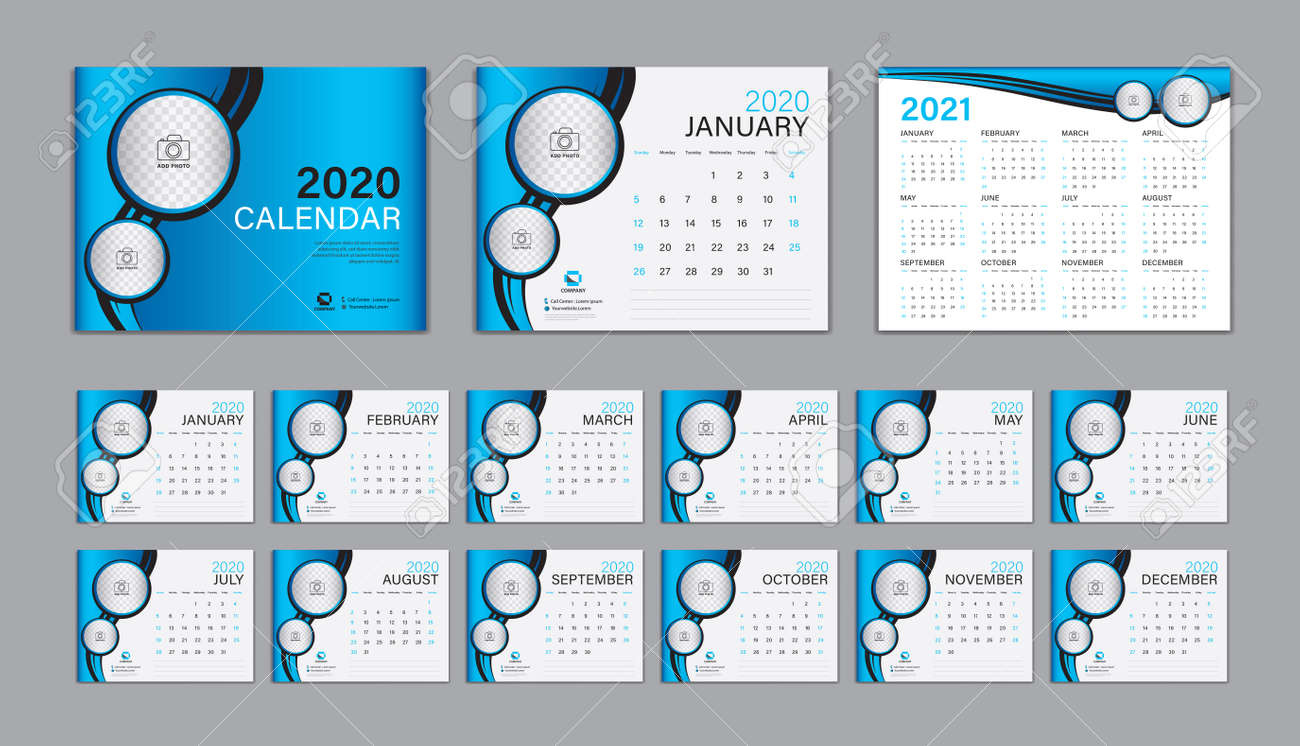 Desk Calendar 2020 Template Vector Calendar 2021 Design Week Royalty Free Cliparts Vectors And Stock Illustration Image 136962545