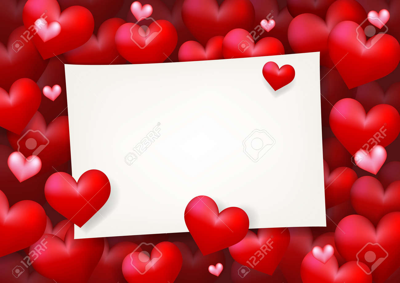 Blank Wedding Invitation Paper Card Surrounded By Floating Red