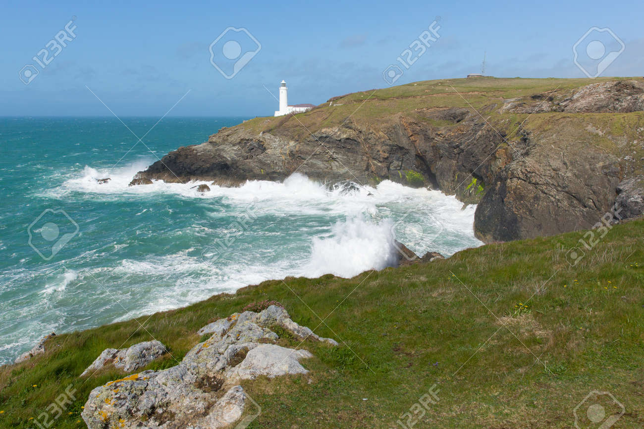 Leuchtturm Nord Cornwall Kuste Trevose Kopf Zwischen Newquay Und