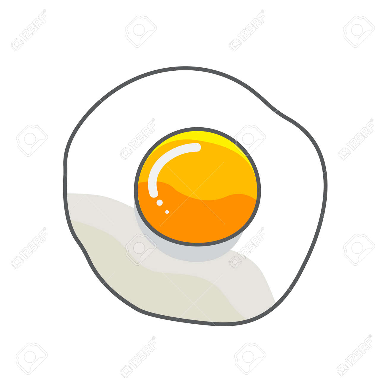 揚げ卵フラット ライン アイコン ベクトル イラスト のイラスト素材