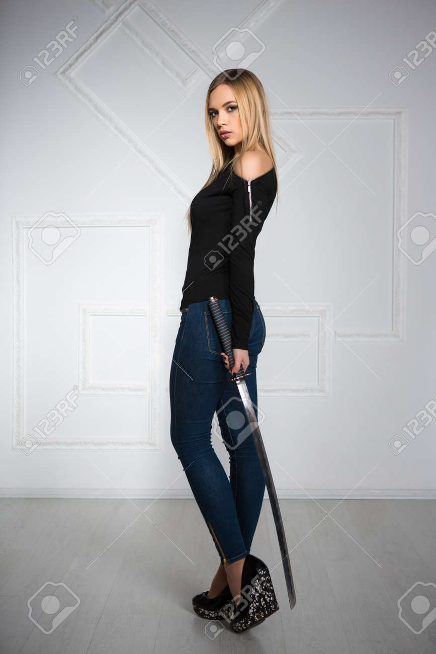 black blouse blue jeans