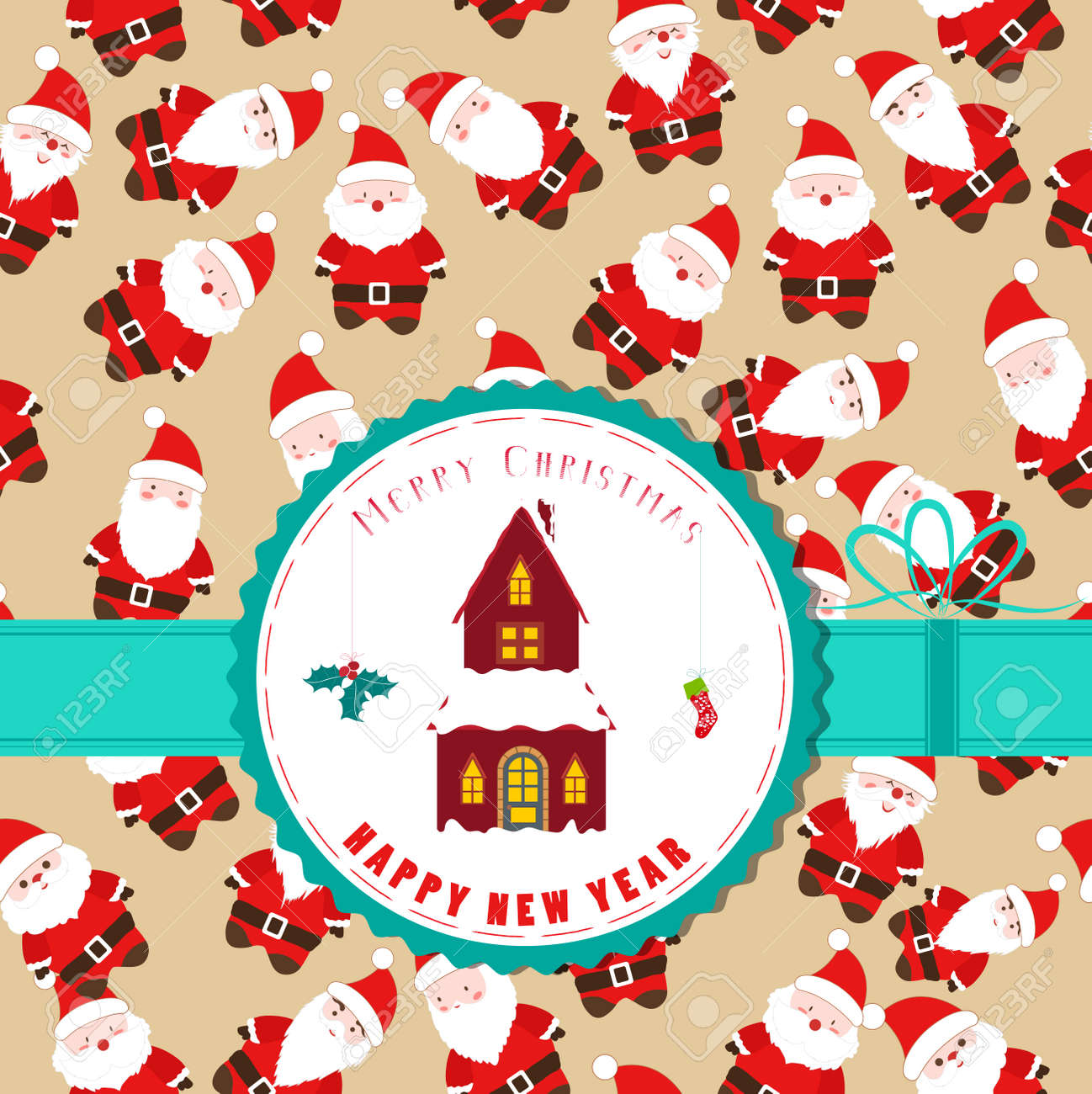 Immagini Vintage Natale.Vettoriale Etichetta Vintage Natale Retro Con La Casa Natale Image 33867157