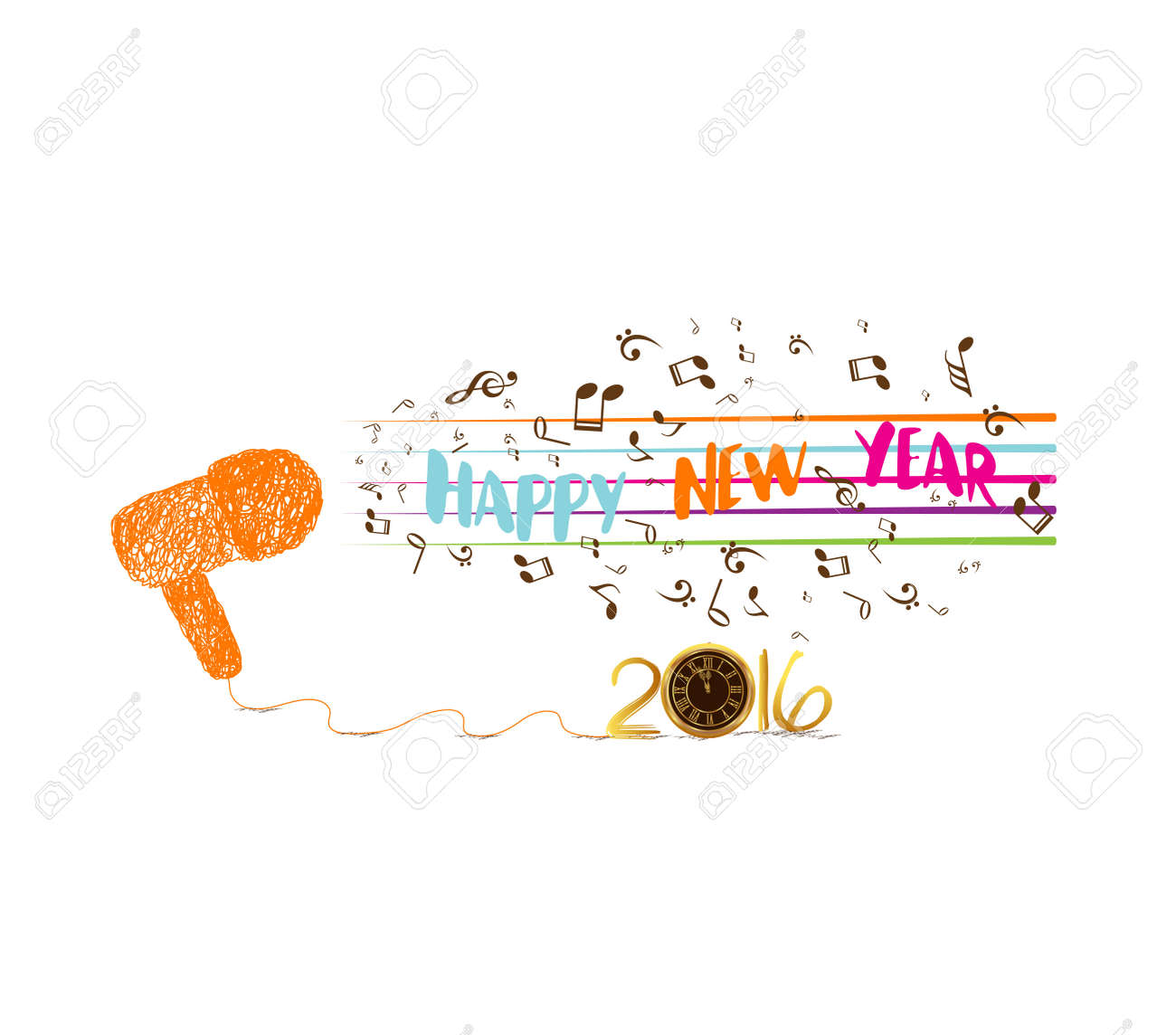 音楽のクリスマスと幸せな新年 16 のイラスト素材 ベクタ Image