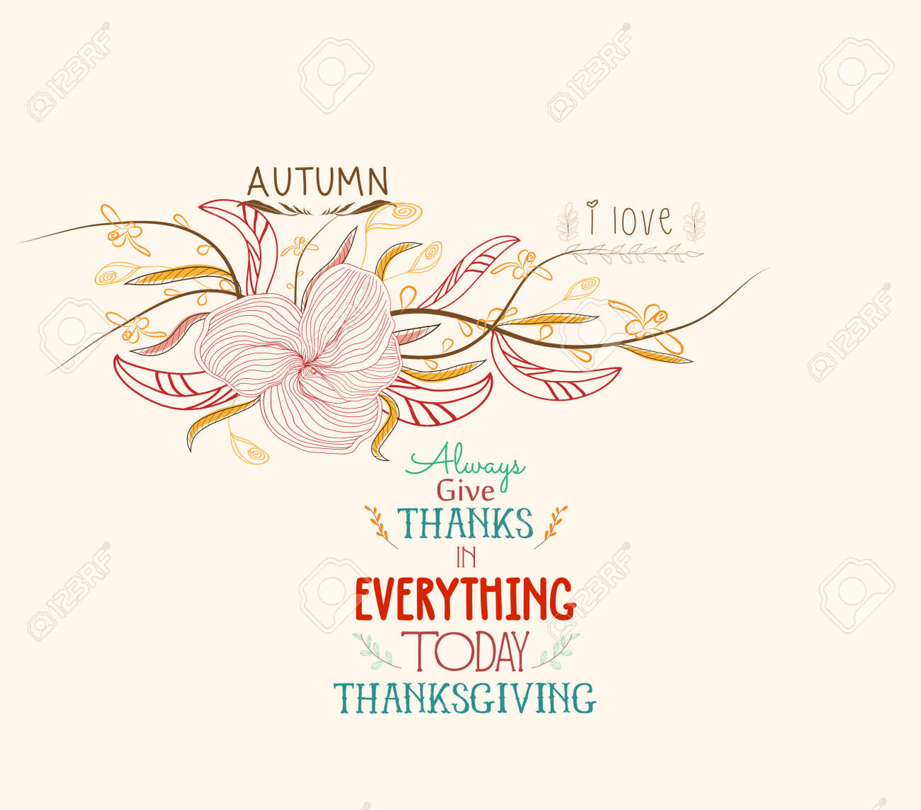 Thanksgiving Autumn Leaves For Greeting Cards Printing Shape Stock Vector