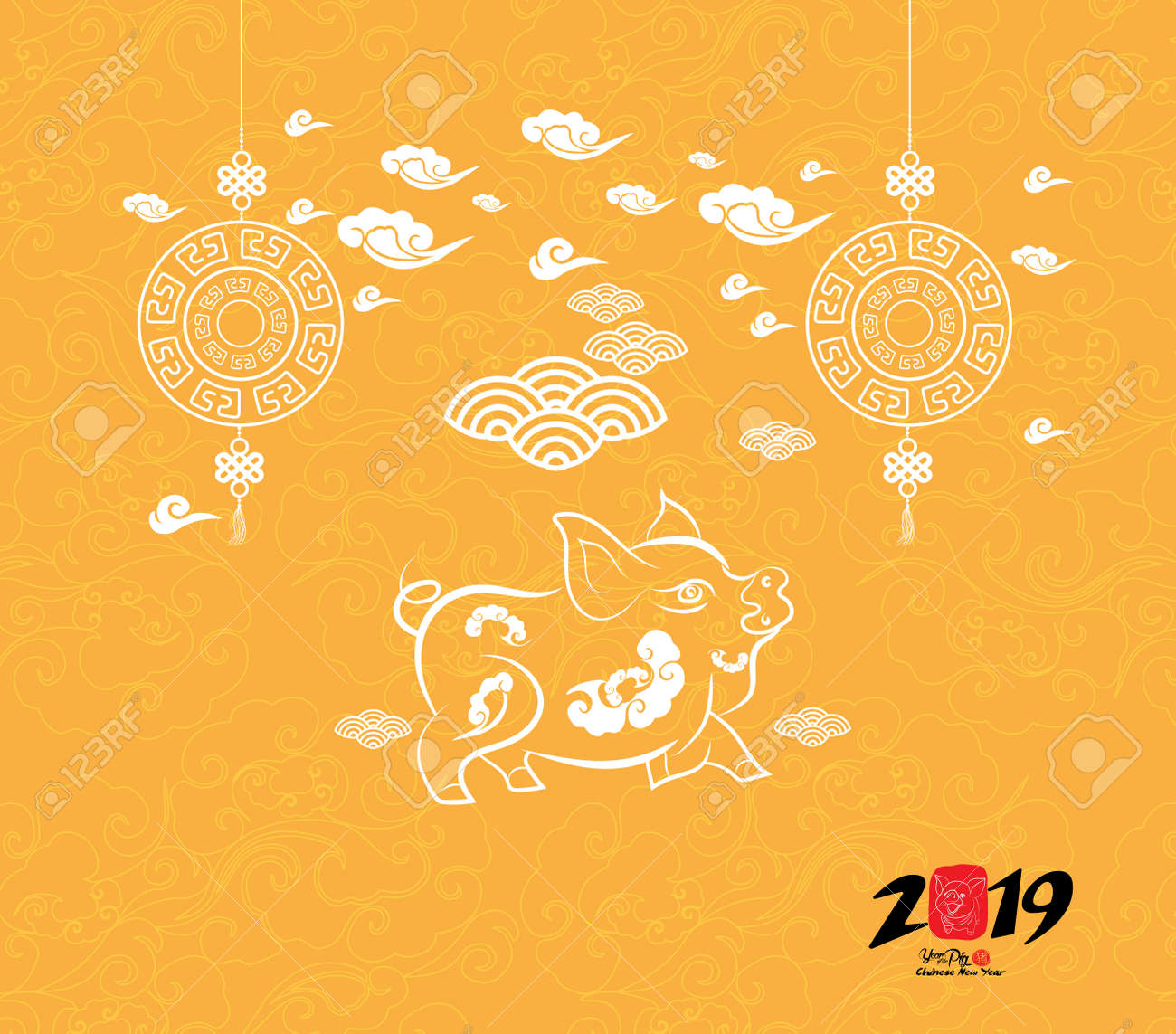 Oriental Chinese New Year 2019 Cloud Background Year Of The