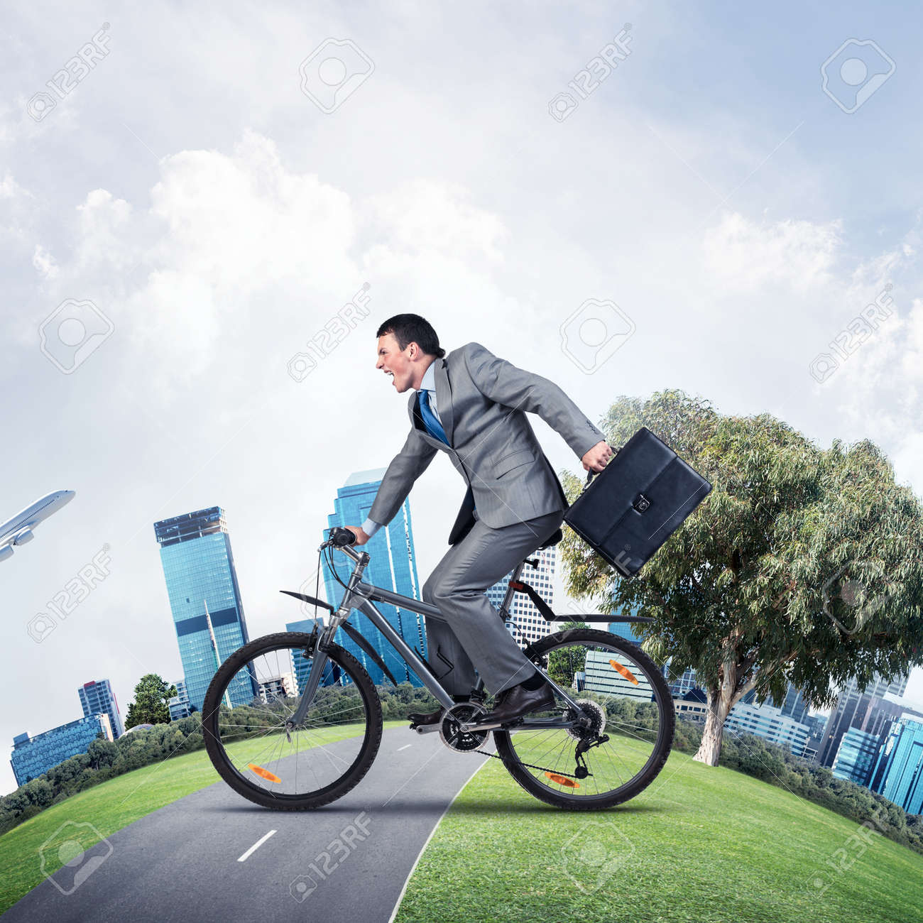 riding a bike on the road