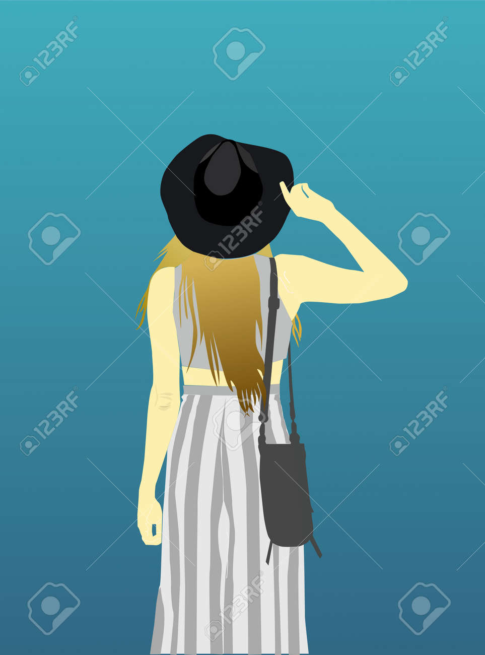 縞模様の女性の絵