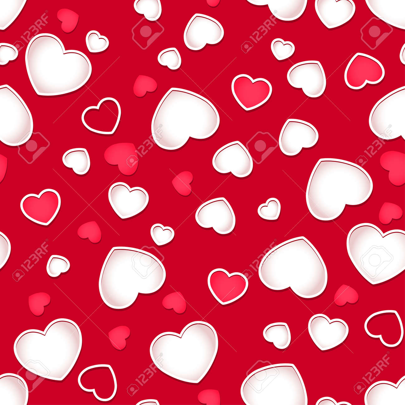 かわいい心の背景が赤のシームレスなパターン のイラスト素材 ベクタ Image
