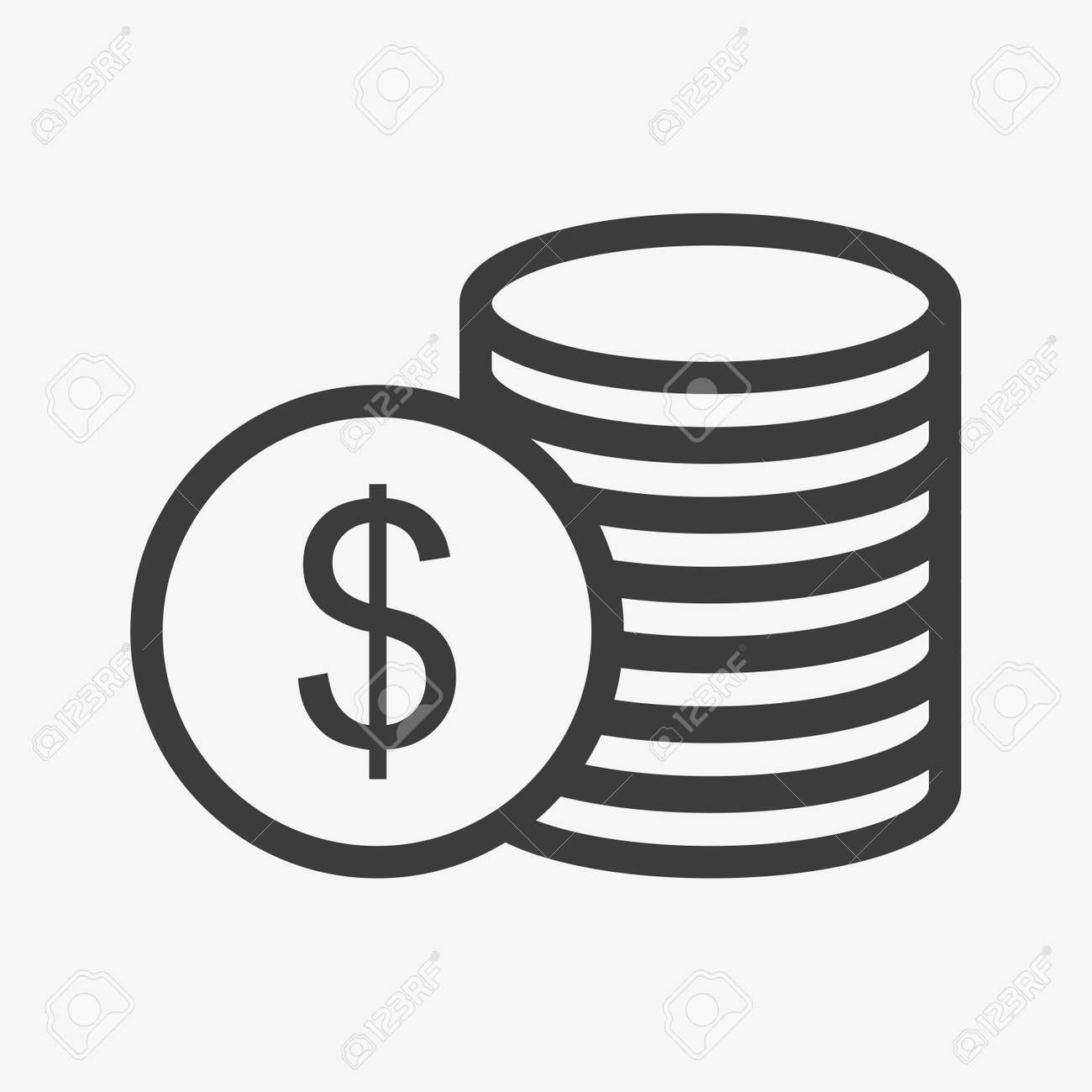 Dollar Icon. Pile Of Coins. US Currency Symbol 免版稅剪貼畫，向量插圖和庫存圖片. Image  180527895