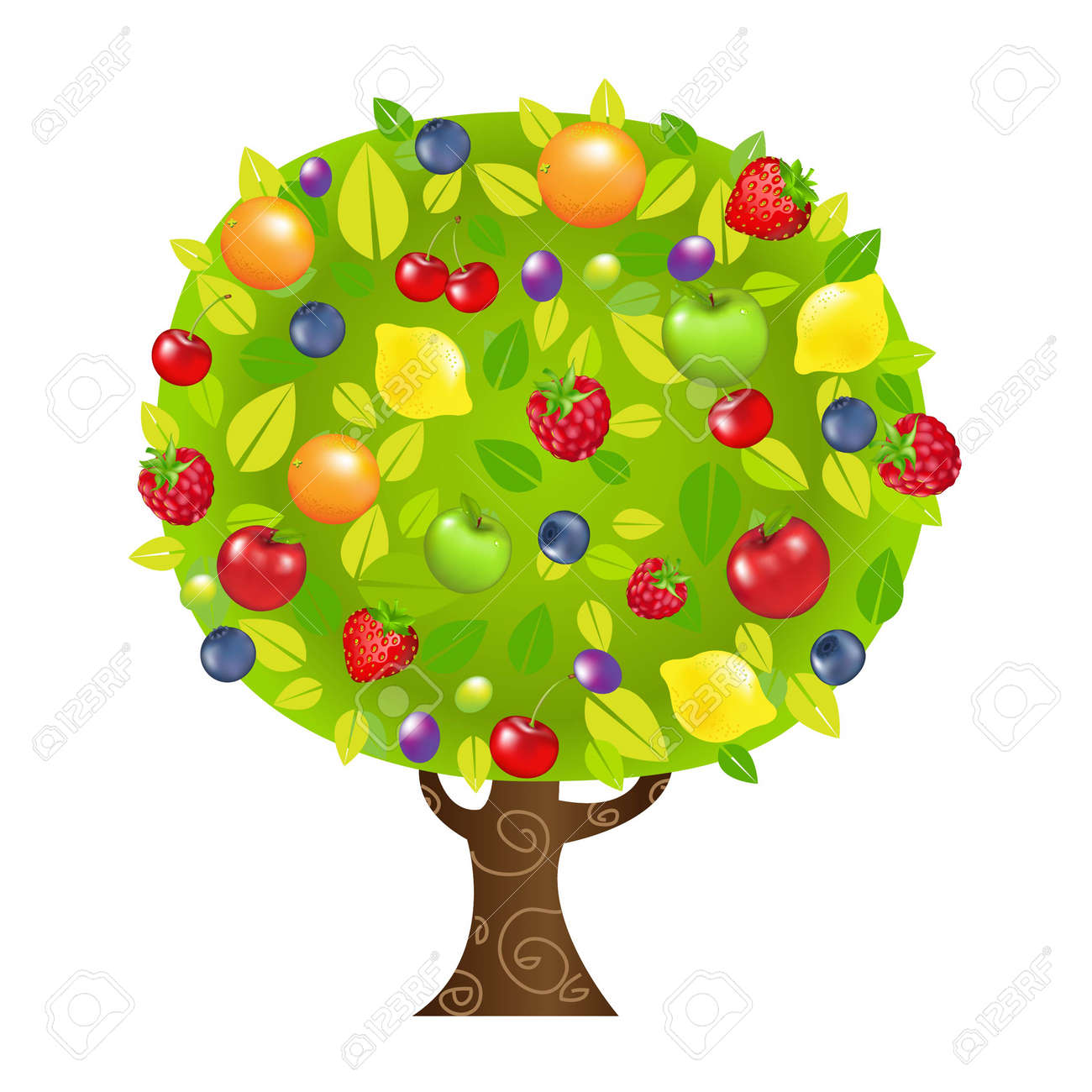 Arbre Fruitier, Avec Un Filet De Dégradé, Vecteur Illustration Clip Art  Libres De Droits, Svg, Vecteurs Et Illustration. Image 25994853