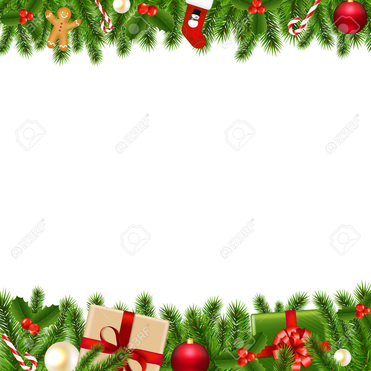 merry christmas borders with gradient mesh vector illustration