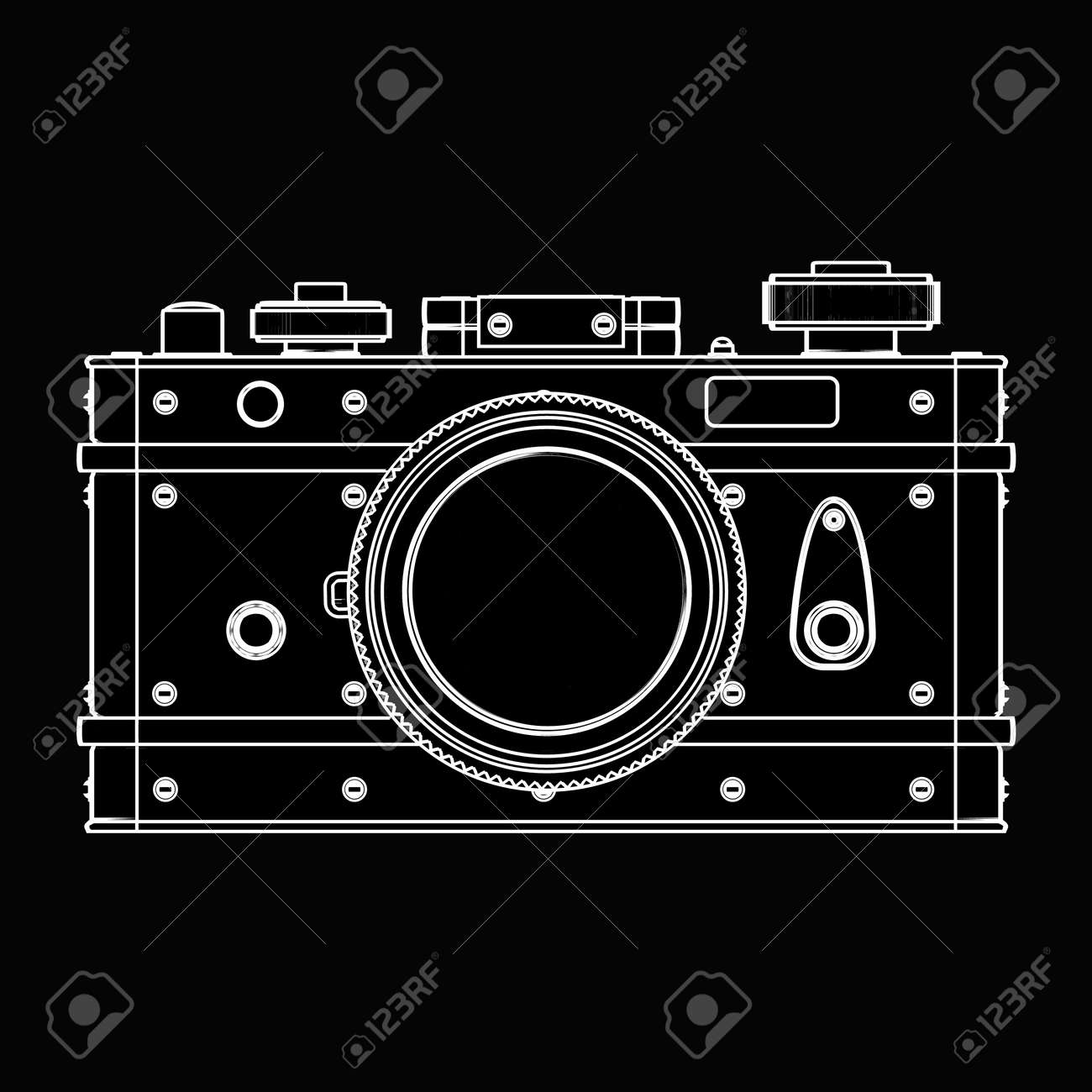 Vintage Photo Camera Black Cartoon Illustration Outline High Resolution 3D Stock Vintage Photo Camera Black Cartoon Illustration Outline High Resolution 3D Stock